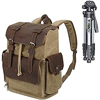 Endurax Leather Canvas Camera Backpack with 66