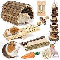 Sofier Hamster, Guinea Pig Toys Accessories Natural Chews for Teeth Rabbit Bunny Rat Chinchilla Hideout Ball Apple Wood Timothy Hay Sticks¡­