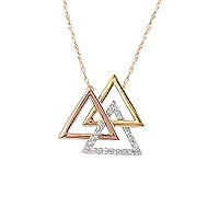 Sterling Silver 1/10ct TDW Diamond Past Present Future Interlocked Triangle Pendant Necklace Gift for Women (I-J, I2)