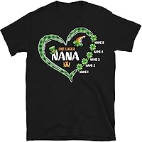 Personalized Grandma St. Patrick'S Day Shirt, One Lucky Nana, Mom Mimi Gift, St Patricks Day Shirt Funny, Custom Grandma Shirts for Women, Multicolor