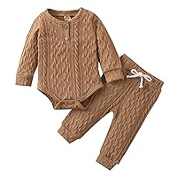 Qiylii Toddler Baby Girls Boys Twist Knit Sweater Shirt Top and Pants Cotton Warm Clothes Winter