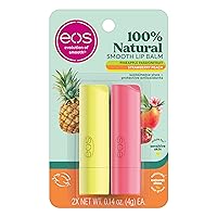100% Natural Lip Balm - Strawberry Peach and Pineapple Passionfruit, Dermatologist Recommended, All-Day Moisture, 0.14 oz, 2 Pack