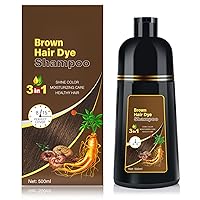 Brown Hair Dye Shampoo 3 in 1 for Gray Hair, Hair Color Shampoo for Women Men Grey Hair Coverage, Herbal Ingredients Champu Con Tinte Para Canas 500ml (Brown)