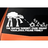SW The Empire Doesn't Care About Your Stick Figure Family Decal Vinyl Sticker Auto Car Truck Wall Laptop | White | 12