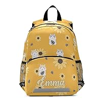 Sunflower Custom Kid's Backpack Personalized Backpack with Name/Text Preschool Backpack Toddler Backpack for Girls Boys School Backpack for Girls with Chest Strap