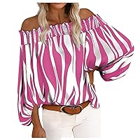 Womens Tops Color Contrast 3/4 Sleeve Round Neck Shirt Vintage Hip-Hop Work Blouses for Women Fashion 2022