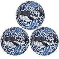 Minorutouki mino ware White Wave Whale Small Plates Set of 3, φ4.72×H0.79in 2.75oz Made in Japan