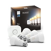 Smart Light Starter Kit - Includes (1) Bridge and (4) 75W A19 E26 LED Smart White Ambiance Bulbs - Control with App - Compatible with Alexa, Google Assistant, and Apple HomeKit