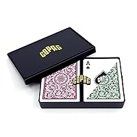 Copag 1546 Design 100% Plastic Playing Cards, Poker Size (Standard) Green/Burgundy (Regular Index, 1 Set)