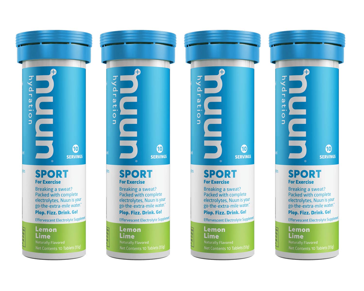 Nuun Sport Electrolyte Tablets for Proactive Hydration, Lemon Lime, 4 Pack (40 Servings)