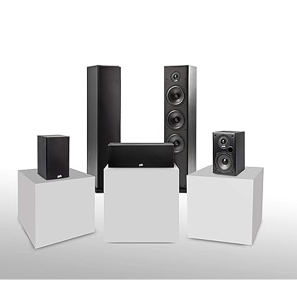 Polk Audio T Series 5 Channel Home Theater Bundle | Includes Two (2) T15 Bookshelf, One (1) T30 Center Channel & Two (2) T50 Tower Speakers | Premium Sound at a Great Value | Dolby and DTS Surround