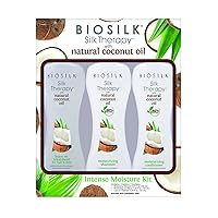 BioSilk Silk Therapy Natural Coconut Oil Intense Moisture Kit With Silk Therapy Coconut Leave-in 5.64oz, 23.28 fluid_ounces