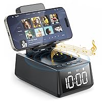 Deeyaple Portable Speaker Bluetooth with Cell Phone Stand LED Clock Display HD Surround Sound, Foldable, Gift for Men/Teen, Long Battery Life