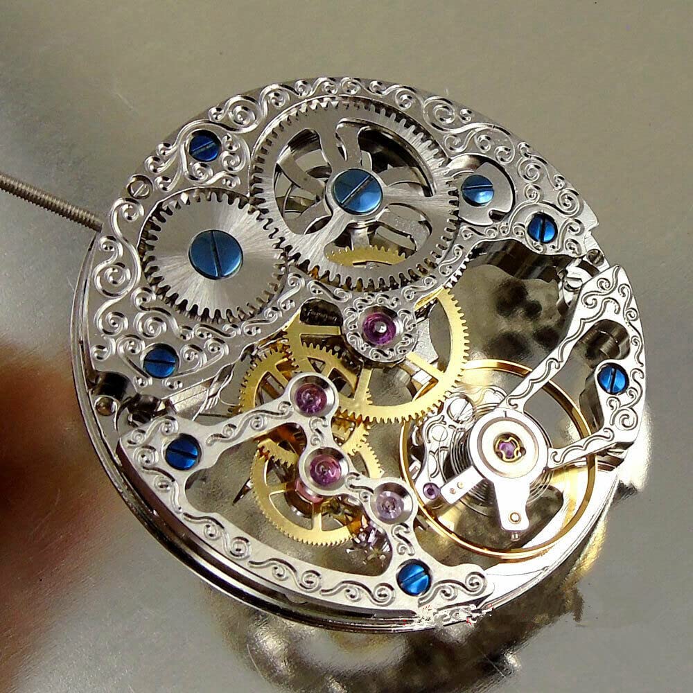 DAGIJIRD 27.4MM 17 Jewels Mechanical Silver Skeleton Hand Winding Watch Movement for ETA 6498