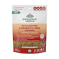 Organic India Psyllium Husk Pre & Probiotic Fiber - Psyllium Husk Powder, Keto, Paleo, Vegan, Gluten Free, Dietary Fiber Power, Psyllium Husk Whole - Orange Flavor, 10 Oz Bag