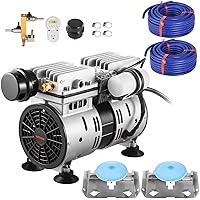 VEVOR Pond Aerator, 550W Power 5.2CFM for Up to 3 Acre 50' Lake Includes 3/4 HP 100' Weighted Tubings & 2 Diffusers, Air Compressor for Deep Water Oxygen Circulation, Black
