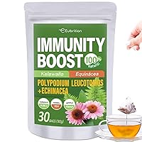 Eubrition Immune Support Herbal Tea - Naturally Caffeine-Free Powerful Herbal Infusion to Boost Immunity with Polypodium Leucotomos (Kalawalla), Echinacea (Equinácea), 30 Bags - Apple Flavor