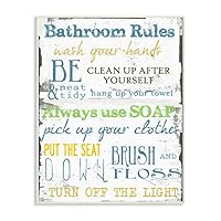Stupell Home Décor 'Bathroom Rules ' Typography Bathroom Wall Plaque, 10 x 0.5 x 15, Proudly Made in USA