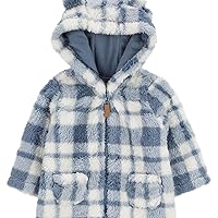 Carter's Baby Girls' Hooded Jacket (Newborn, Blue/Plaid)