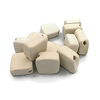 Ceramic 20mm Bisque Bead Set of 12, DIY Ready to Paint or Glaze, Blank Tiles for Sewing, Jewelry or Crafting
