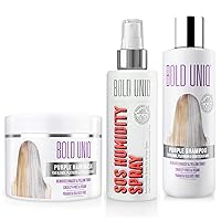 Purple Hair Mask, Shampoo and Heat Protectant Spray Bundle - For Blonde, Gray/Silver Hair - Hydrating and Toning - Paraben and Sulfate-Free, Cruelty-Free and 100% Vegan