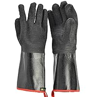 BBQ Gloves Cooking Gloves Food Contact Safe No BPA Insulated Waterpoof, Oil Proof, Heat Resistant BBQ, Smoker, Grill, and Outdoor Cooking Gloves, Neoprene Material Made in USA, 13 Inch Long