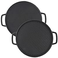 14 Inch Cast Iron Griddles Double Sided Round Baking Tray for Stovetop, Gas Range, Electric Stovetop Home Outdoor Kitchen Utensils