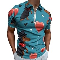 Dachshund Dog Men’s Polo Shirt Slim Fit Short Sleeve Golf Shirts Casual Work T Shirts