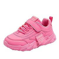 Fashion All Seasons Children Sports Shoes Girls Flat Sole Thick Sole Non Slip Light Lace Up Hook Loop Sneaker Size 5