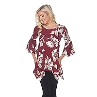 Blanche Tunic Top with High Low Hemline & Printed Flower