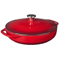 Lodge 3.6 Quart Enameled Cast Iron Oval Casserole With Lid– Dual Handles – Oven Safe up to 500° F or on Stovetop - Use to Marinate, Cook, Bake, Refrigerate and Serve – Island Spice Red