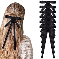 Bows pins for women for women, 6 pieces of French arc hair clips, long -tailed edge tape, hair tapes for women black adolescents