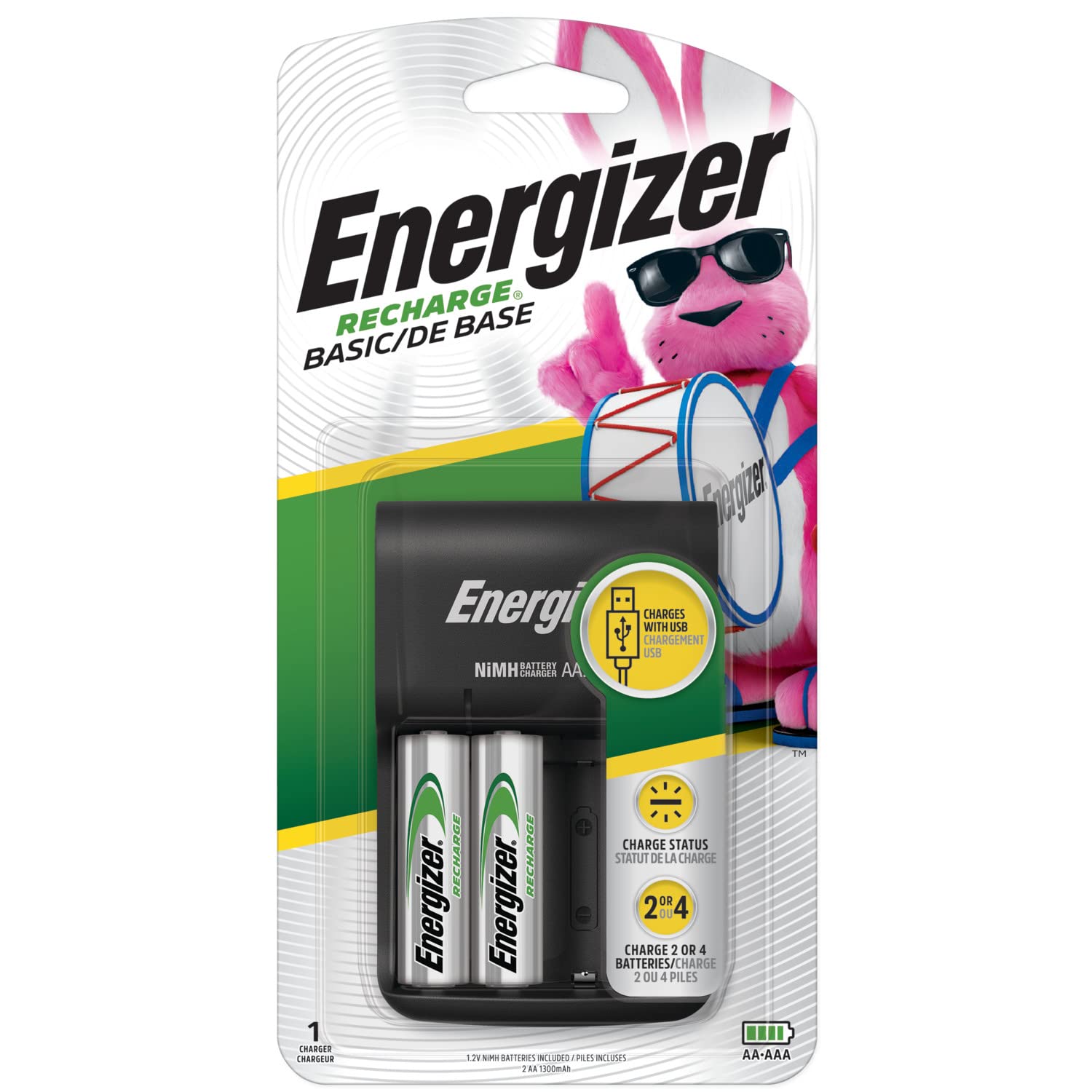 Energizer Recharge, Basic Charger for Rechargeable Batteries, 1 Count
