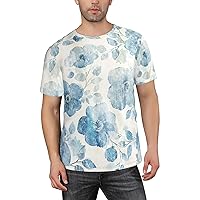 Men's Vintage Floral Short Sleeve T-Shirts, Watercolor Graphic Tee