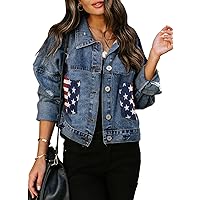 ZOLUCKY Womens Denim Jacket Distressed Frayed Ripped Jean Jacket Casual Button Down Light Jackets