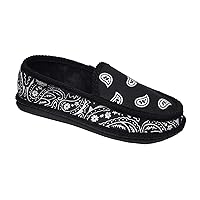 Troooper America KS-002 Bandanna Paisley Slip-On House Shoe Slippers (11, Black/White)