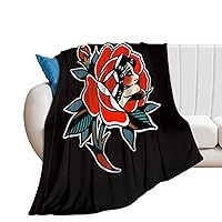 Classic Traditional Tattoo Blankets Lightweight Soft Plush Warm Flannel Velvet Throw Blanket for Couch/Bed