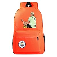 Teens Soccer Stars Graphic Knapsack Erling Haaland Canvas Student Bookbag Wear Resistant Bagpack for Travel,Hiking