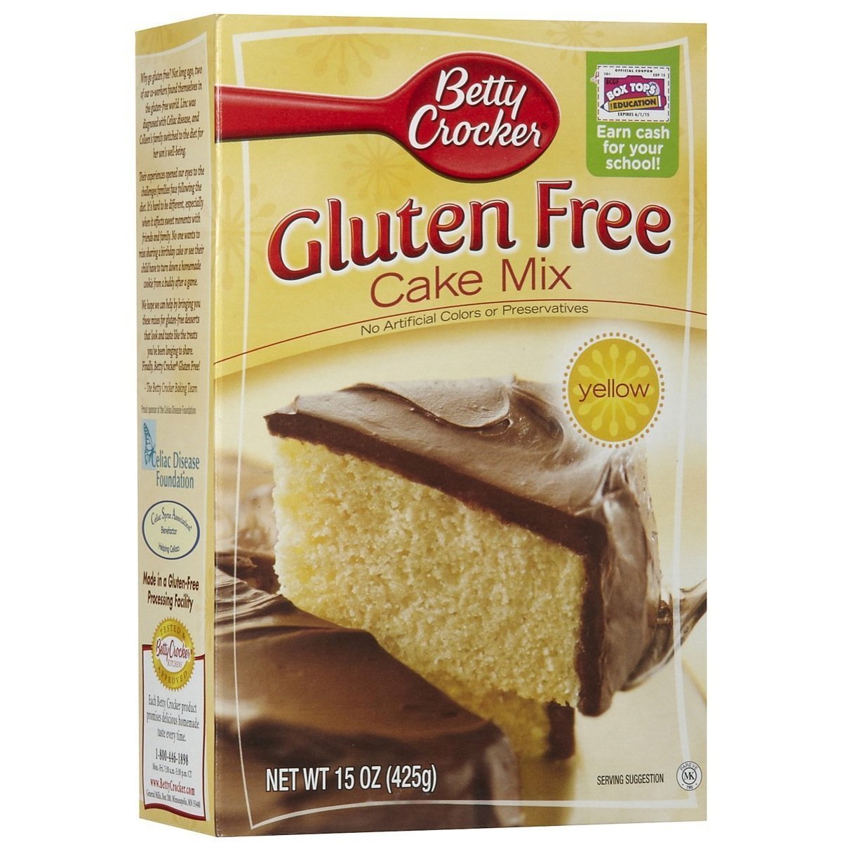 Betty Crocker, Gluten Free, Yellow Cake Mix, 15oz Box (Pack of 4)