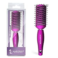 Majestique Vented Hair Brush 9 Row - Vente Hairbrush for Men and Women, Vent Brushes With Ball Tipped Bristles for Wet Short Curly Straight Hair for Blow Drying & Hair Styling