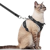 Supet Cat Harness and Leash for Walking Escape Proof, Adjustable Harness for Cats, Easy Control Small Cat Harness for Medium Large Kitten M Black