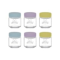 Kilner 0025.016 Set of 6 Kids Jars 110ml, Glass,Yellow,purple