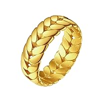 FindChic Statement Wheat Rings for Women Men Olive Leaf Band 18K Gold Plated Leaf Knuckle Middle Finger Rings for Couples Size 8 Cocktail Party Jewelry