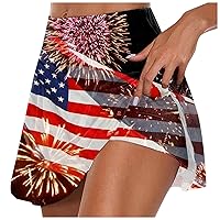 Independence Day Mini Tennis Skirt Baseball Mom Sports American Flag 4Th of July USA Athletic Skirts Womens Skort