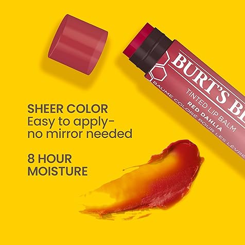 Lip Tint Balm, Easter Basket Stuffers with Long Lasting 2 in 1 Duo Tinted Balm Formula, Color Infused with Deeply Hydrating Shea Butter for a Buildable Finish, Fiery Red Dahlia (2-Pack)