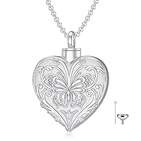 SOULMEET White Gold/Rose Gold/Yellow Gold Cremation Jewelry for Ashes, Personalized Real Gold Tree of Life/Butterfly/Rose Heart Locket Necklace for Ashes to Keep Human Dog Cat in Memory