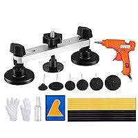 VEVOR 25 PCS Dent Removal Kit, Auto Body Paintless Dent Removal Tools Kit with Bridge Puller, Puller Tabs, Hot Melt Glue Gun, Glue Sticks, Dent Puller Kit for Auto Body Dents, and Other Metal Surface