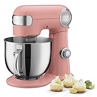 Cuisinart SM-50CO Precision Master 5.5-Quart 12-Speed Stand Mixer with Mixing Bowl, Chef's Whisk, Flat Mixing Paddle, Dough Hook, and Splash Guard with Pour Spout, Blushing Coral, Manual