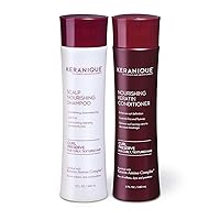 Keranique Curl Preserve Volumizing Shampoo and Conditioner Set for Hair Repair and Growth with Biotin and Keratin Amino Complex, Sulfate and Parabens Free, 8 fl oz ea