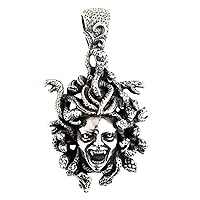 Bikerringshop Snake Head Gorgon Medusa Sterling Silver Gothic Pendant